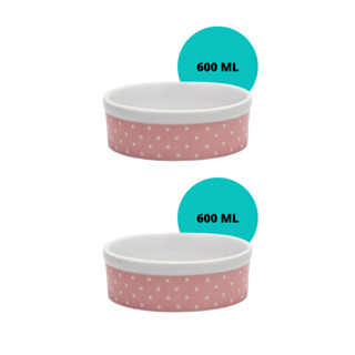 Kit 2 Comedouros Pet Super Decoração Primeira Linha 600 ml Rosa