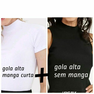 Kit 2 Peças T-SHIRT MANGA CURTA + REGATA GOLA ALTA SEM MANGA moda blogueira