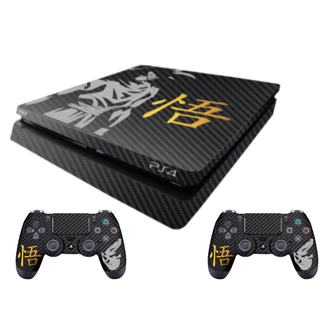 Kit Skin - Adesivo Carbono Compatível com Play 4 Slim Dragonball + 2 Skins Dragonball compativel com os Controles - Transforme o seu Play 4 em uma obra-prima