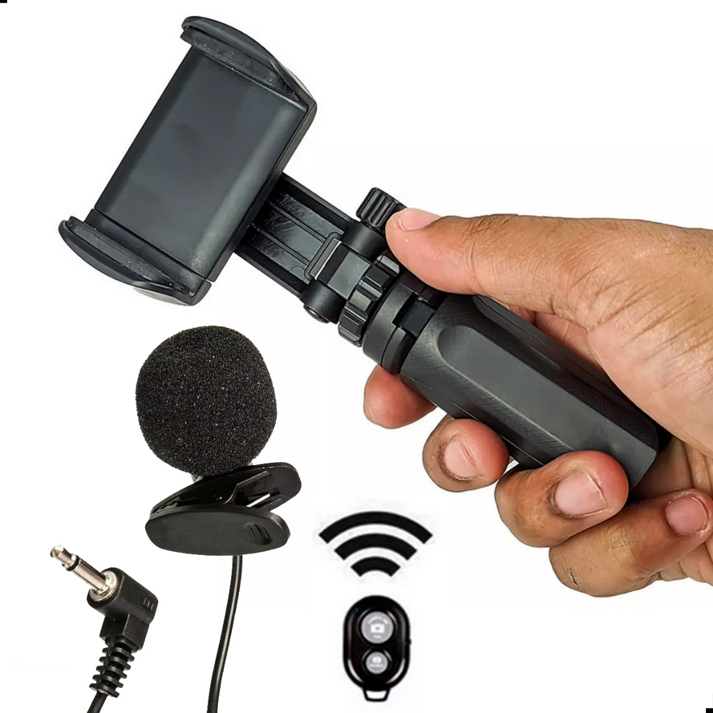 Steadicam estabilizador de mao e tripé + Microfone lapela p2