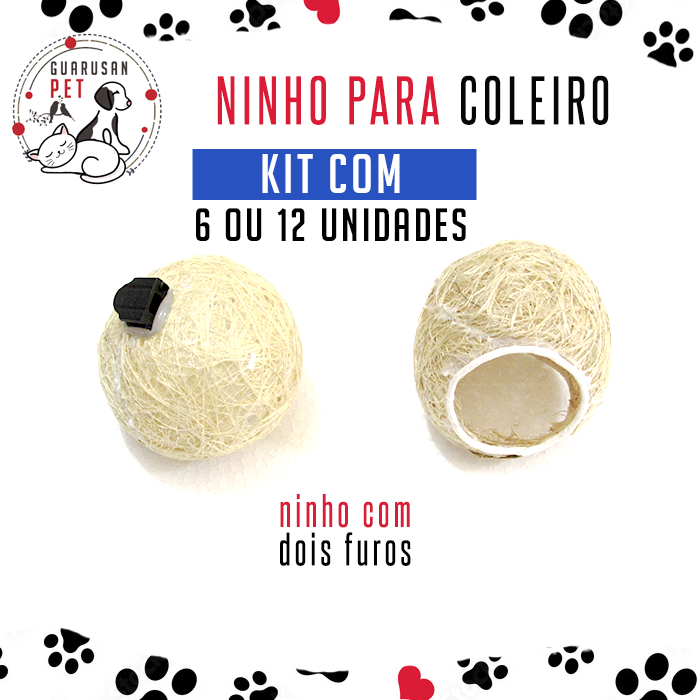 Kit 6 Ninhos Pássaro Coleiro Fibra de Coco - Ninho Bola 2 Furos 3 Furos com  Amarração
