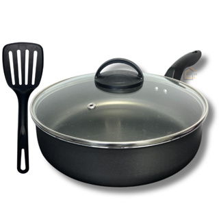 Frigideira 24 cm Antiaderente Teflon com Tampa de Vidro Cor Grafite