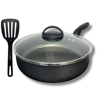 Frigideira 24 cm Antiaderente Teflon com Tampa de Vidro Cor Grafite
