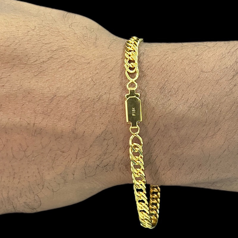 Pulseira Masculina Grummet Elo Duplo Banhada a Ouro 18k 5mm Grossa