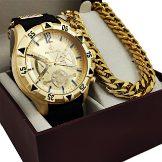 Relógio De Pulso Masculino Dourado Pesado de Luxo com Linda Pulseira