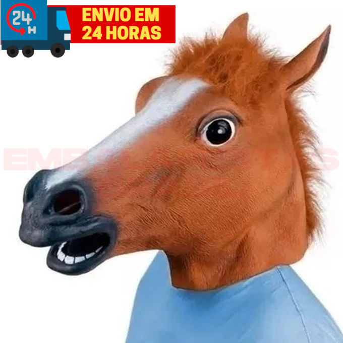 Máscara De Cavalo Marrom - Látex Cosplay
