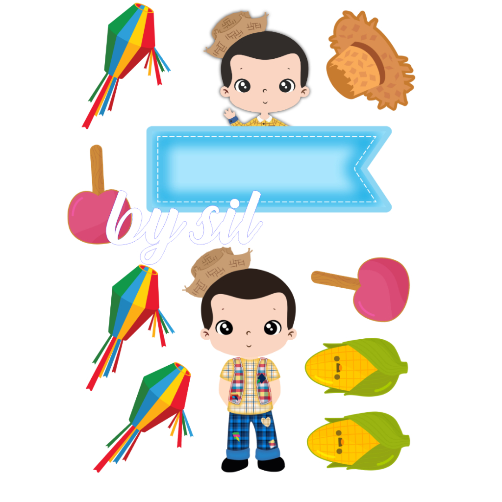 Topo bolo festa junina, adesivos festa junina. totens docinhos, sacolinhas