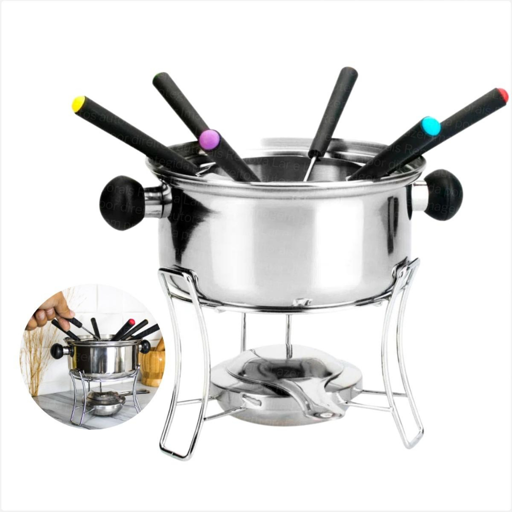 Conjunto Para Fondue Inox Chocolate, Queijo Jantar Romântico