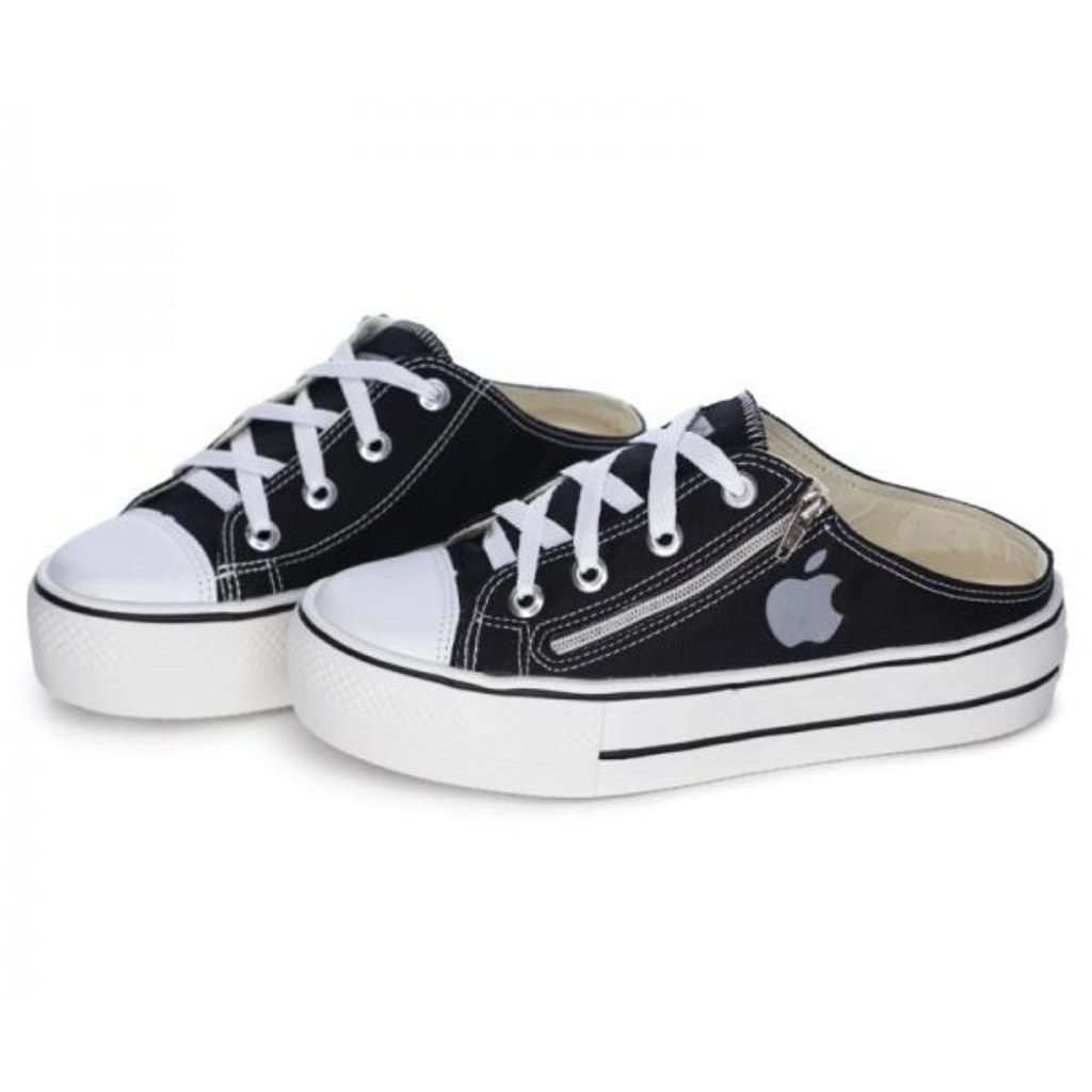 All Star Plataforma Preto com Zíper - Moda Brás