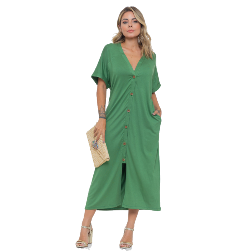 Vestido Chemise Oversized Largo Solto Moda Gordinhas Midi com Botoes P2114 Shopee Brasil