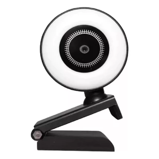 Webcam Anel Luz Led Microfone Ring Light Usb Gira 360º