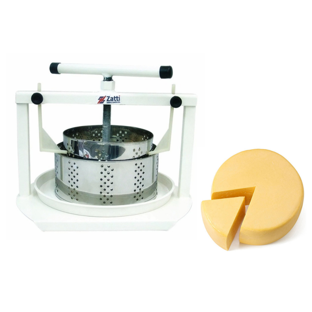 Kit Prensa de Queijo Redonda Zatti + 2 Formas 1kg e 500g