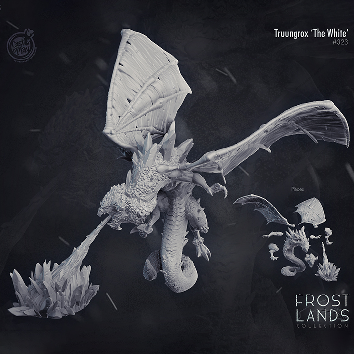 Dragão Branco das Neves - Truungrox "O Branco" | Miniatura de RPG
