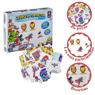 Jogo dos Opostos Educativo Personagens da Marvel em Oferta na Shopee