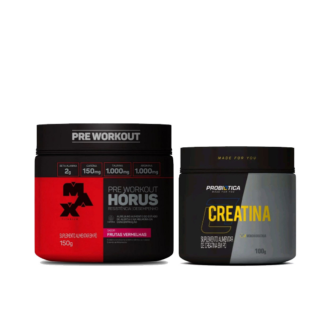 Pré Treino Hórus 150g + Creatina Probiotica 100g – Probiotica