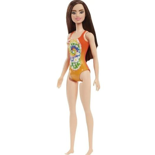 Boneca Barbie Praia Maiô Laranja Morena Original Mattel