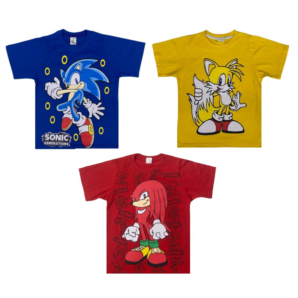 Camiseta Fantasia Infantil Sonic Tamanhos 2,4,6,8,10 E 12