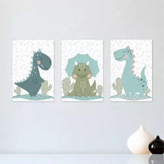 Quadro Decorativo dinossauro Desenho animado infantil dinossauros