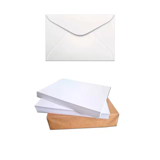Mini Envelope com Cartão Branco 100 Unidades (10 x 6,7cm) Envelope Visita