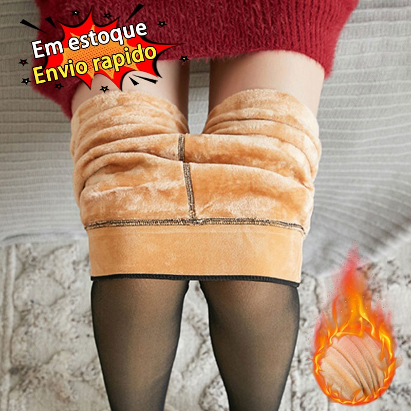 Meia Calça Térmica Forrada Peluciada Legging Grossa Frio Inverno