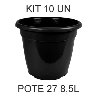 10 Vasos Pote 27 Preto 8,5 Litros Plástico Frutíferas e mudas