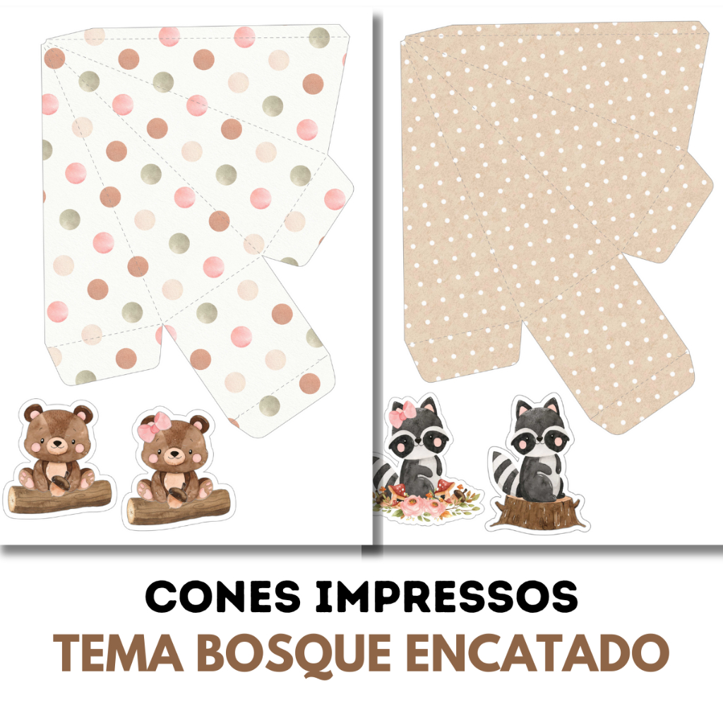 10 Caixas Piramide Personalizada Tema Bosque Encantado Lembrancinha