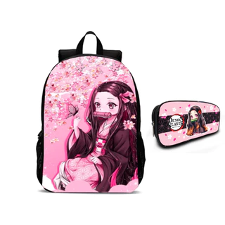 Mochila Escolar + Estojo Anime Demon Slayer Nezuko Super Top Pronta Entrega
