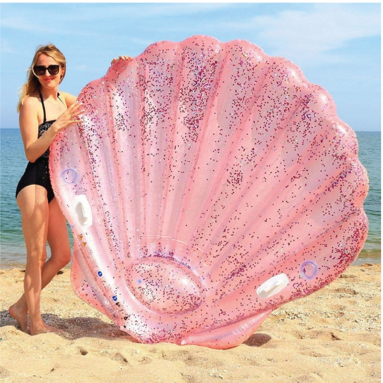Boia Inflável Colchão ilha Concha Rosa Gigante( Seashell Intex) 1,65m x ...