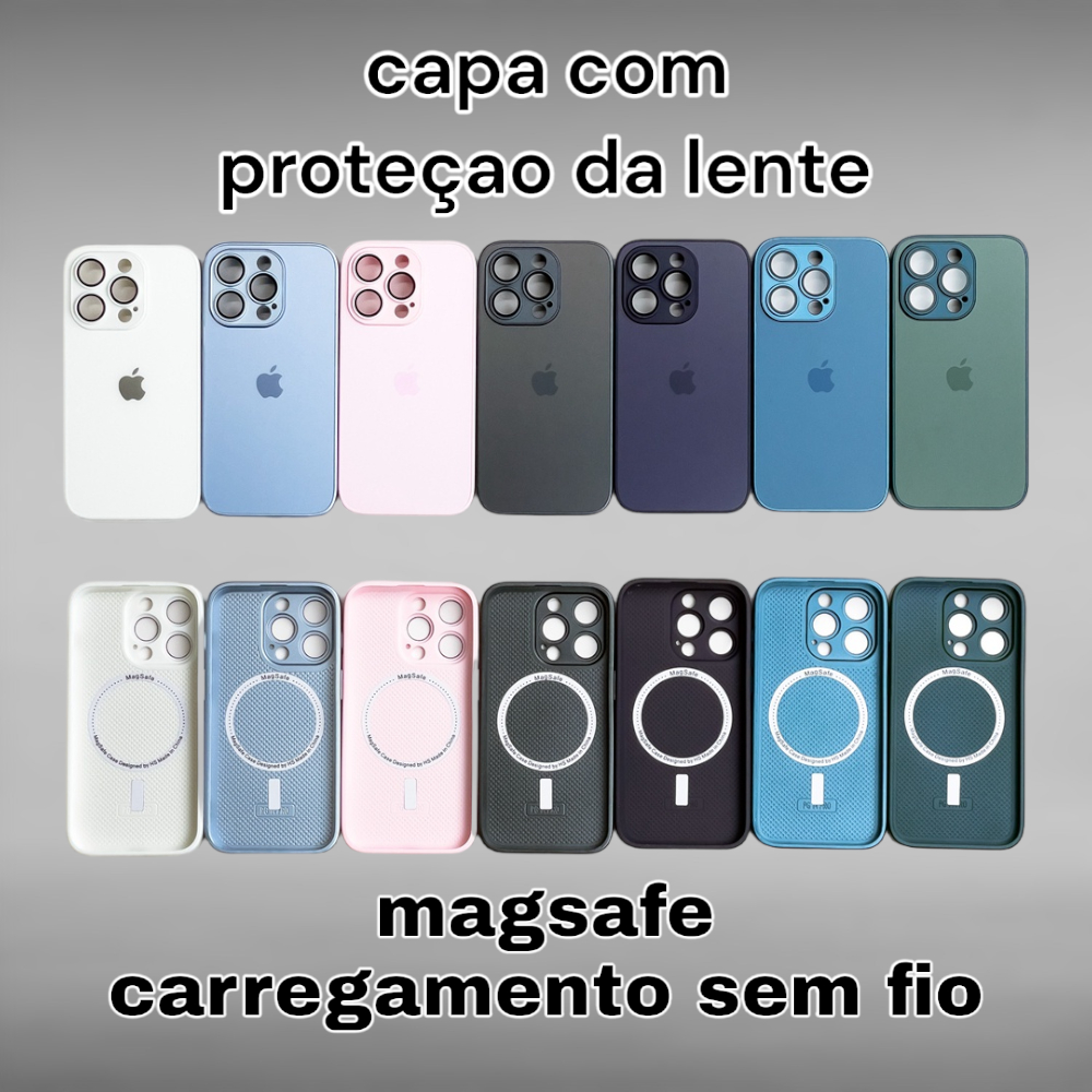 Capa Para iPhone 14 pro max magsafe Proteção De Lente De Câmera iphone 13 12 11 Plus Anti Impacto proteço total carregamento Magnético Sem Fio