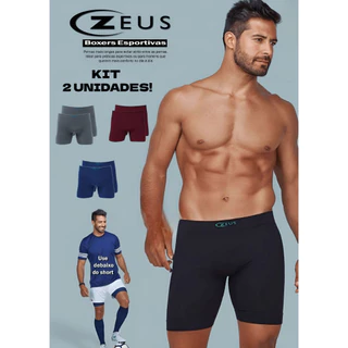 Kit com 2 Unidades de Cueca Boxer masculina Esportiva pernas longa em tecido Ultraleve Zeus original DeMillus