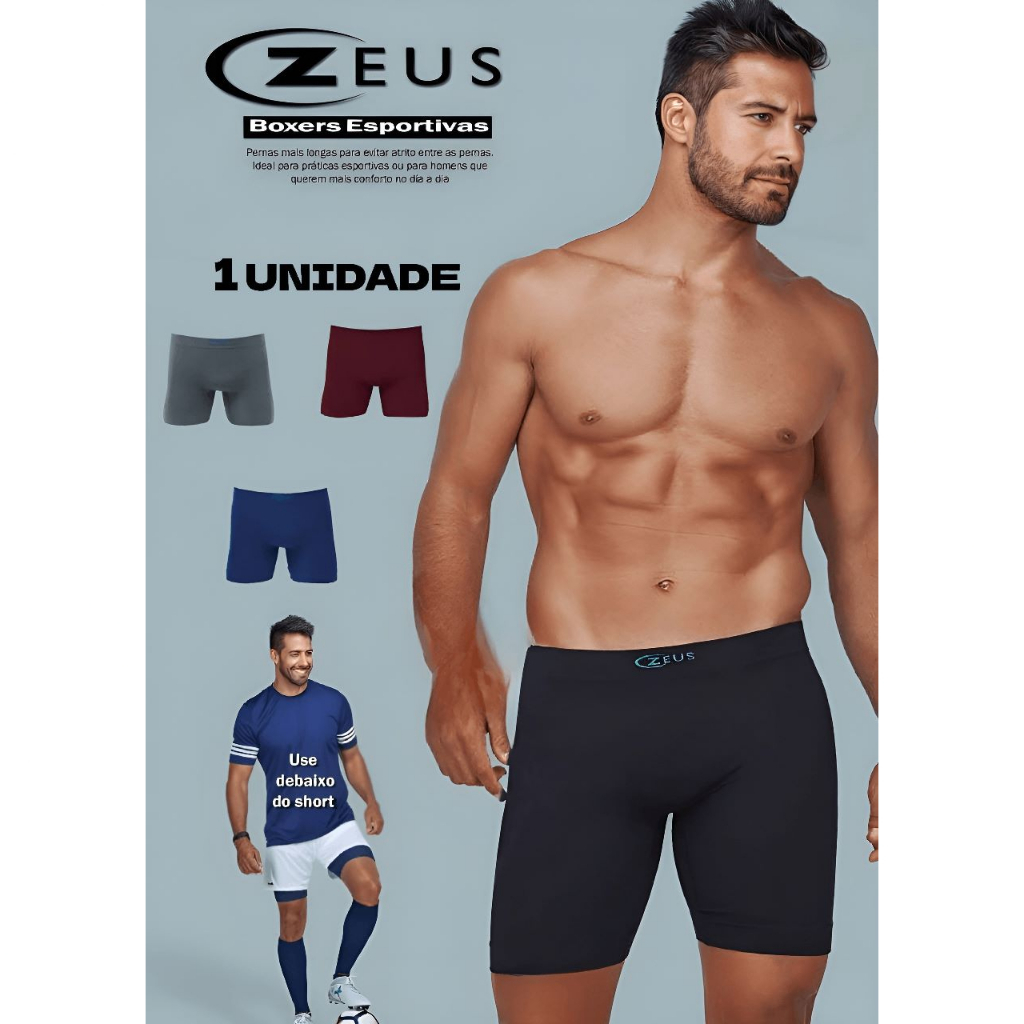 Cueca Boxer masculina esportiva pernas longas sem costura tecido ...