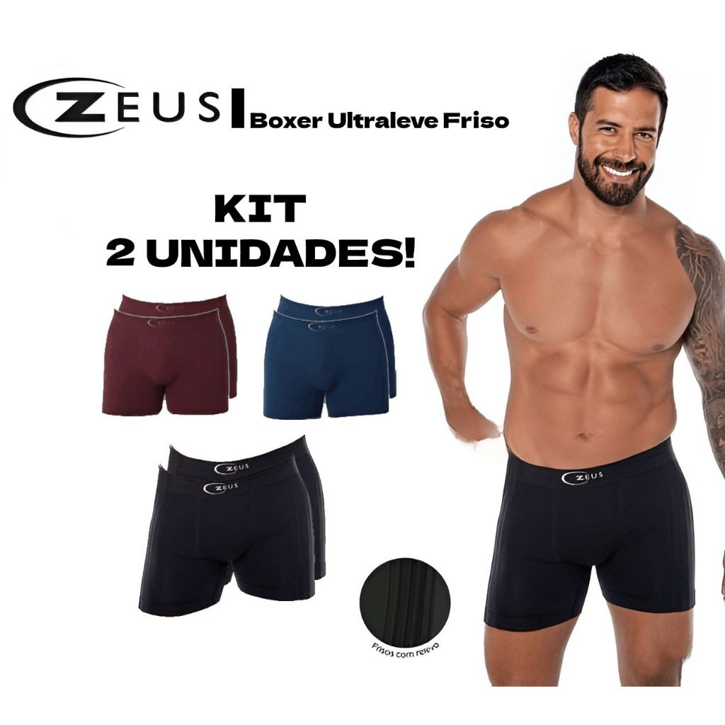 Kit 2 Unidades de Cueca Boxer Demillus Friso - Novo tecido - mais leve e respirável - sem Costura Ultraleve Original