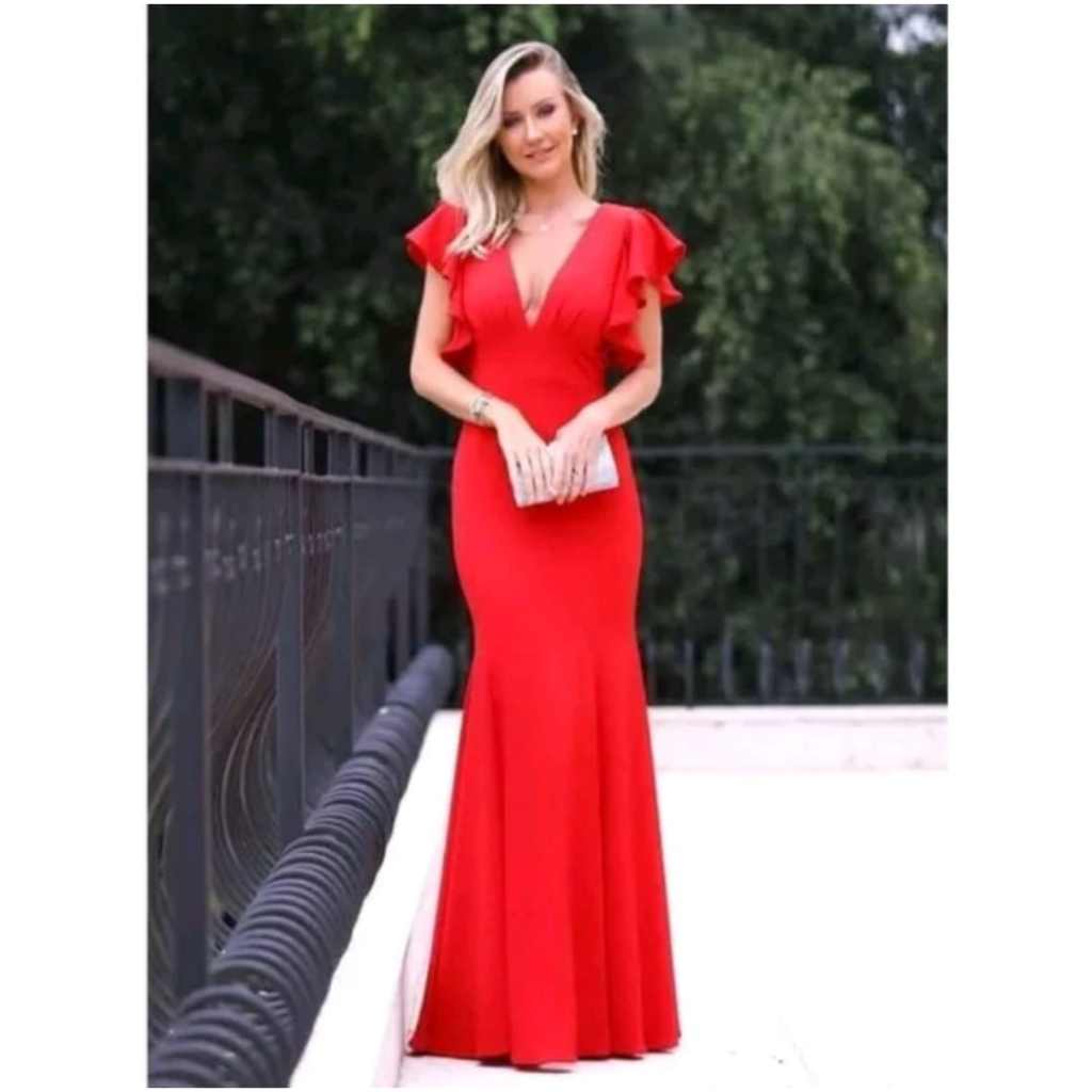 Fashion vestido vermelho longo madrinha casamento