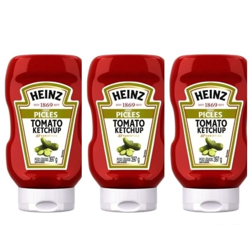 Kit 03 Ketchup Picles Heinz Squeeze 397g Shopee Brasil