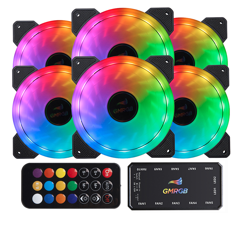 GMRGB kit 3/4/5/6/7/8/9/10 Cooler Fan Game Led RGB 120mm 6 pinos ...