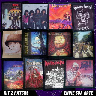 Kit 2 Patchs Personalizados Bandas Rock (ENVIO IMEDIATO) (MAIS BARATO) Metal, Heavy Metal, Speed Metal, Power Metal, Death Metal, Doom Metal, Thrash Metal, Black Metal. Jaqueta Couro, Headbanger.