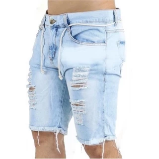 Bermuda Jeans Rasgada Masculino Clara Slim Premium Com Lycra Promoção envio imediato