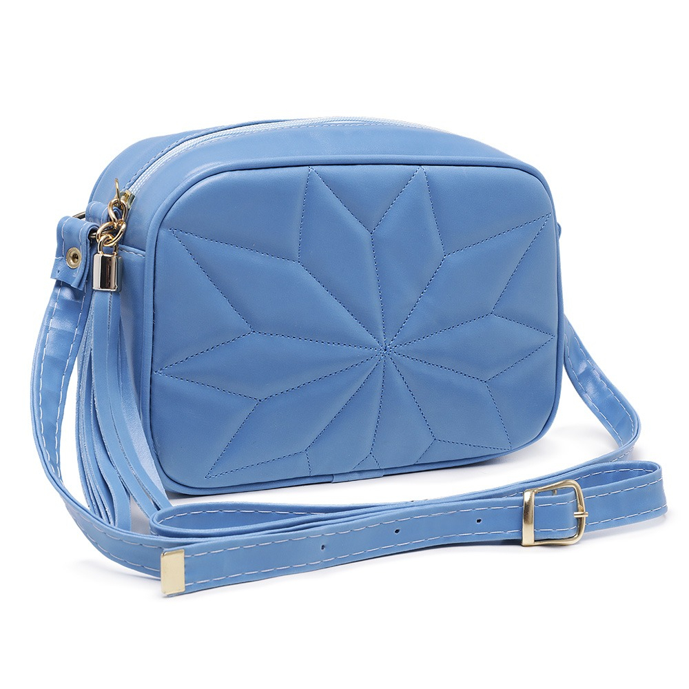 Bolsa Feminina Pequena De Lado E Transversal Azul Bordada Matelasse Shopee Brasil