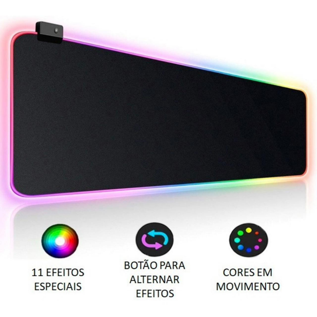 Mouse Pad Gamer Com Led RGB Iluminado Grande Speed 7 Cores Impermeável mousepad