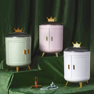 Organizador de armazenamento de cosméticos em forma de coroa à prova de poeira e oxidação caixa de joias suporte de batom organizador de produtos de cuidados com a pele para a mesa de vaidade City rock