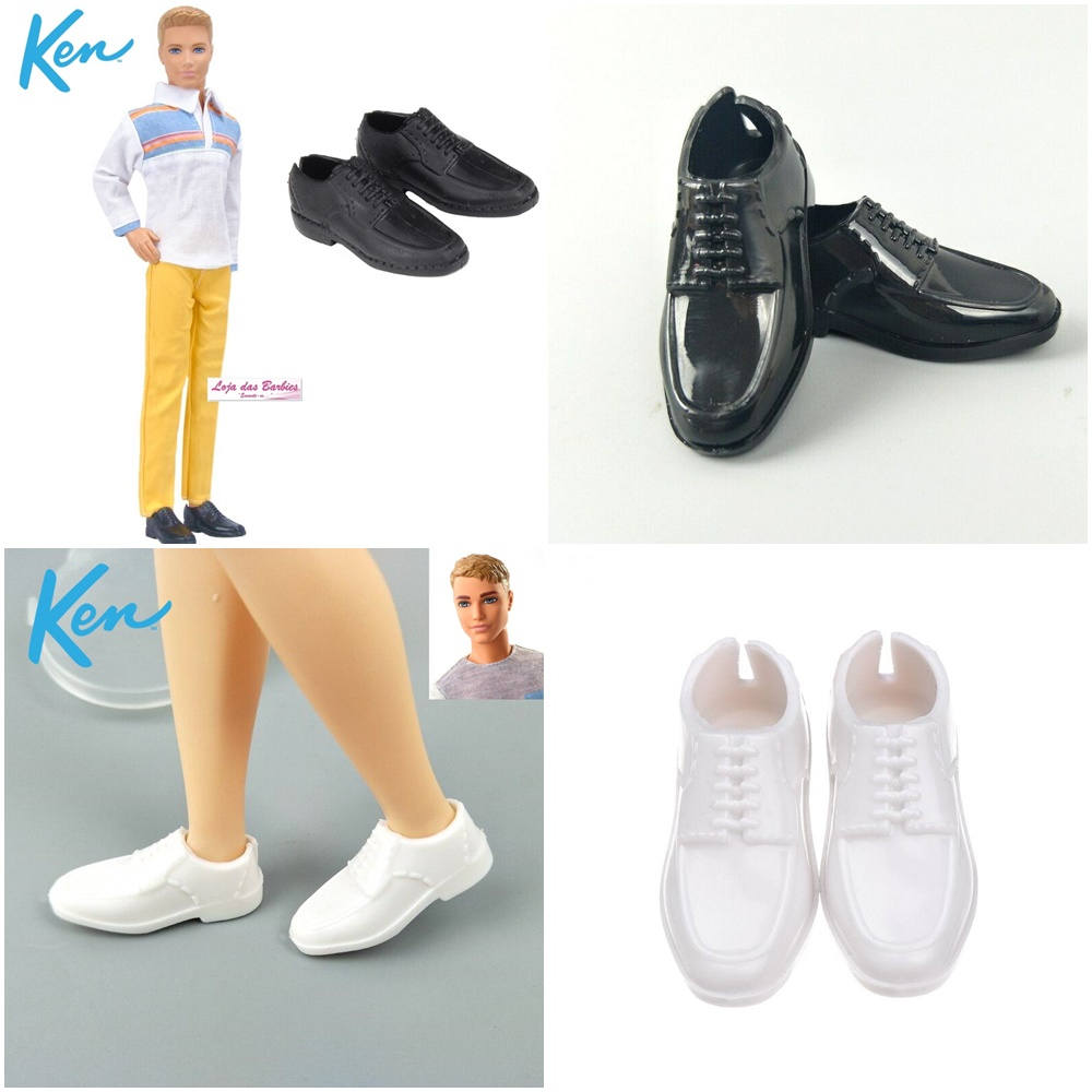 Kit 2 Sapatos Para Boneco Ken ( Barbie ) Sapatinho Social Preto e Branco 11  | Shopee Brasil