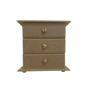 Mini Cômoda Organizadora Bijuterias 3 Gavetas Com Puxador e Pezinho Pinus 20x20x12 -- MDF CRU