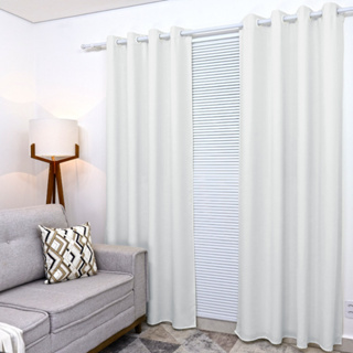 Cortina Oxford Branca Sala/Quarto 300x250Com Ilhós Para Varões Simples 3.00 x 2.500 Varias Cores Palha