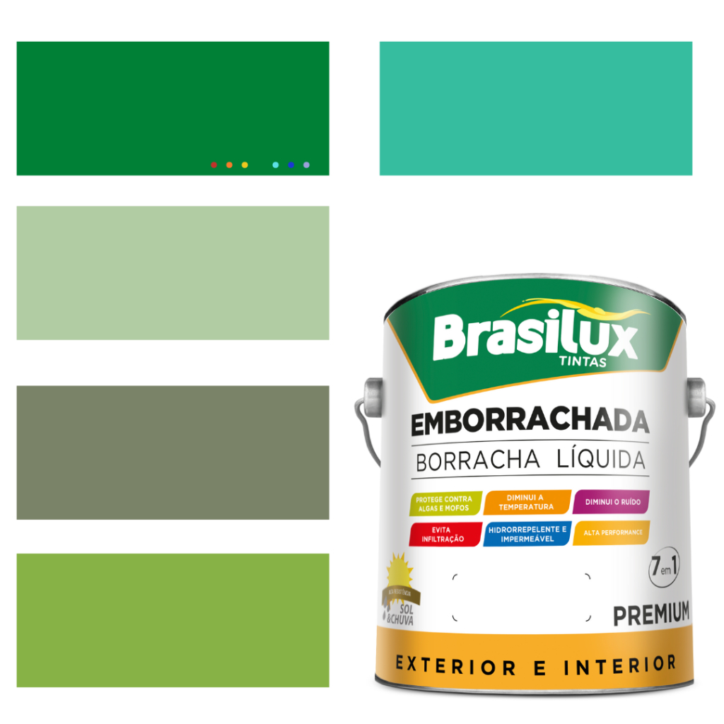 Tinta Borracha Líquida Cor Verde Brasilux Para Parede 3,2l Acrílica ...