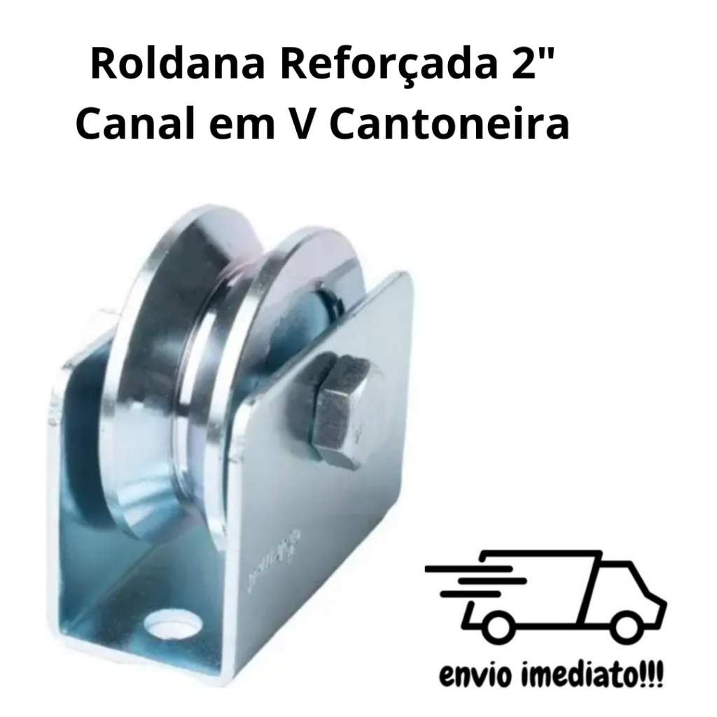 Kit Completo, Roldana Zincada Aço, Para Portão Correr 2" Trilho V Com Caixa