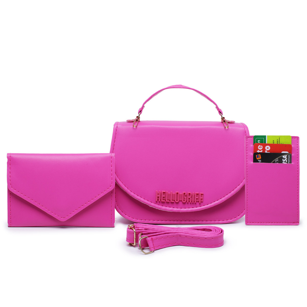 Bolsa Pequena Feminina Transversal de Lado e Ombro kit 3 Peças Mini bag Blogueirinha