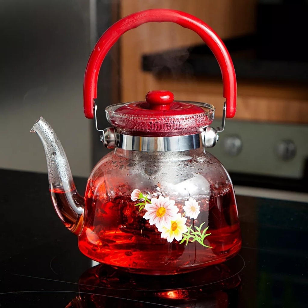 Chaleira Cafeteira 1L Vidro Vai ao Fogo Com Infusor Inox Moderna Luxuosa Chá Café Envio imediato