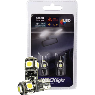 Par Lâmpada Led T10 Pingo 5 SMD-5050 Canbus 400 Lumens Shocklight Lanterna de farol Luz de teto e Placa Porta luvas Porta malas