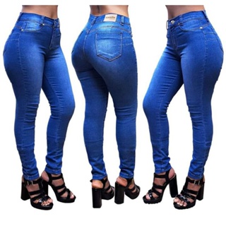 Calça Jeans Skinny Modeladora Feminina com Elastano Cintura Alta