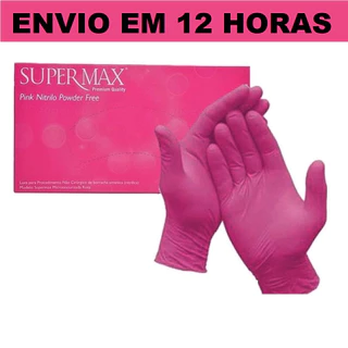 Kit 2 Caixas Luva Nitrílica Rosa Pink Descartável 200 Unidades